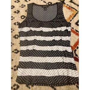 White House Black Market Polka Dot Ruffle Tier Sleeveless Top Size Extra Small